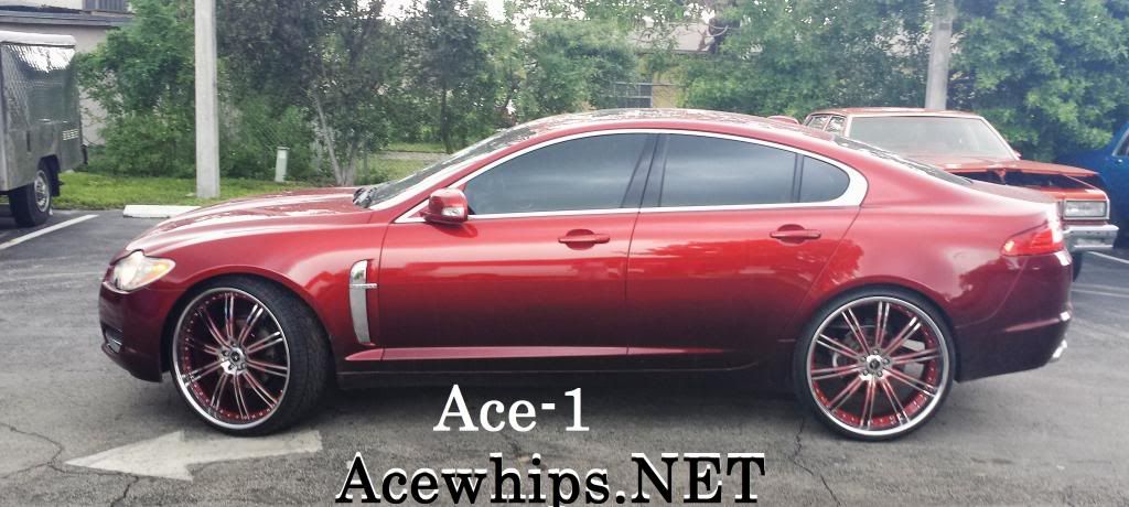 Ace 1  AceWhips NET      Candy Red Jaguar XF on 24 SAVINI Rims
