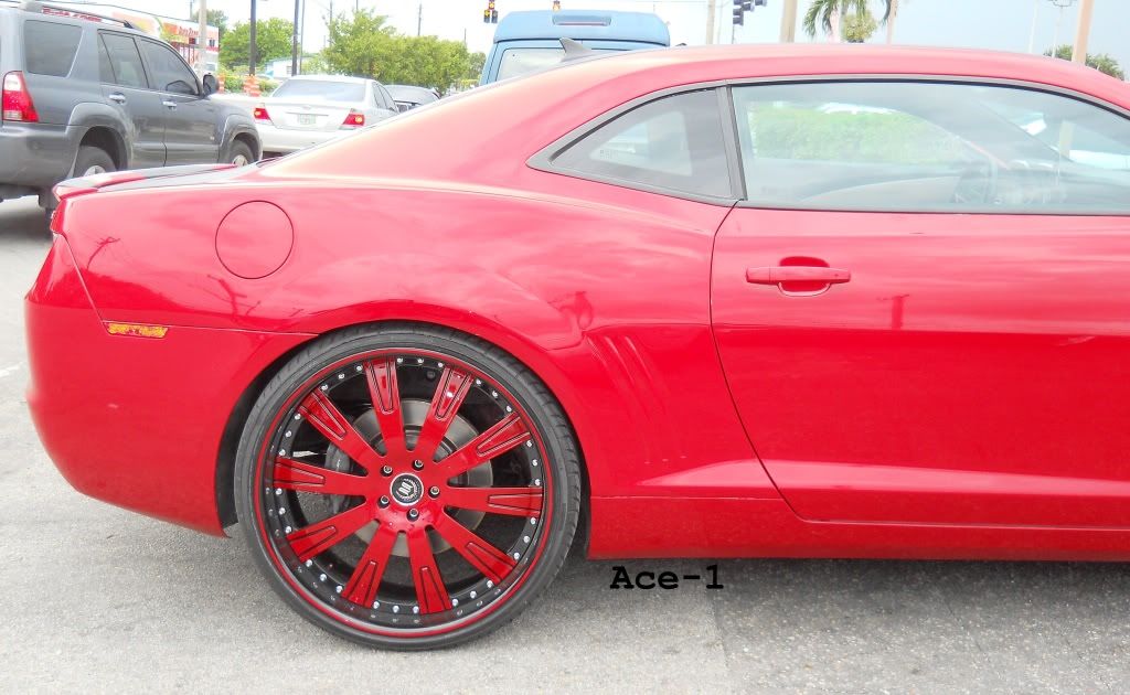 Red 2011 Chevy Camaro SS on 24's