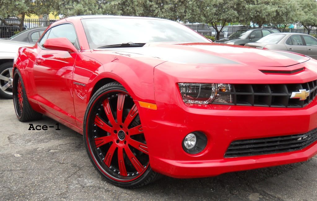2011 Red Chevy Camaro SS on 24s