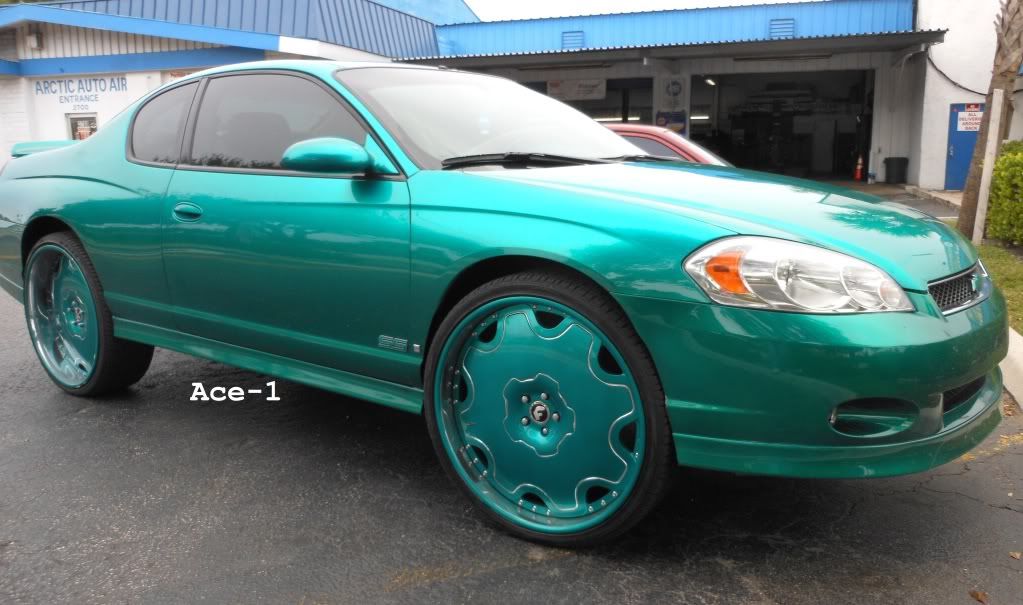 Arctic Customs Candy Teal Chevy Monte Carlo SS on 26 Forgiatos