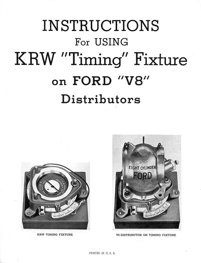 KRW Timing Fixture Ford V8 Distributors Book Manual Hot Rod Rat V8 Pickup Car